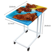 Load image into Gallery viewer, Jeezi Handmade Multipurpose C Table/ End Table, Mobile Sofa Side End Table, Solid Wood Living Room End Table, Resin Art Wall Decor 05