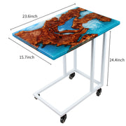 Load image into Gallery viewer, Jeezi Handmade Multipurpose C Table/ End Table, Mobile Sofa Side End Table, Solid Wood Living Room End Table, Resin Art Wall Decor 19