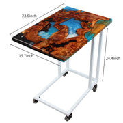 Load image into Gallery viewer, Jeezi Handmade Multipurpose C Table/ End Table, Mobile Sofa Side End Table, Solid Wood Living Room End Table, Resin Art Wall Decor 17