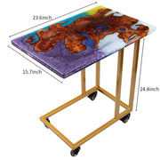 Load image into Gallery viewer, Jeezi Handmade Multipurpose C Table/ End Table, Mobile Sofa Side End Table, Solid Wood Living Room End Table, Resin Art Wall Decor 22