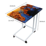 Load image into Gallery viewer, Jeezi Handmade Multipurpose C Table/ End Table, Mobile Sofa Side End Table, Solid Wood Living Room End Table, Resin Art Wall Decor 23