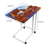 Load image into Gallery viewer, Jeezi Handmade Multipurpose C Table/ End Table, Mobile Sofa Side End Table, Solid Wood Living Room End Table, Resin Art Wall Decor 28