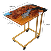 Load image into Gallery viewer, Jeezi Handmade Multipurpose C Table/ End Table, Mobile Sofa Side End Table, Solid Wood Living Room End Table, Resin Art Wall Decor 12