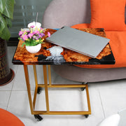 Load image into Gallery viewer, Jeezi Handmade Multipurpose C Table/ End Table, Mobile Sofa Side End Table, Solid Wood Living Room End Table, Resin Art Wall Decor 09