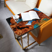 Load image into Gallery viewer, Jeezi Handmade Multipurpose C Table/ End Table, Mobile Sofa Side End Table, Solid Wood Living Room End Table, Resin Art Wall Decor 17