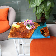 Load image into Gallery viewer, Jeezi Handmade Multipurpose C Table/ End Table, Mobile Sofa Side End Table, Solid Wood Living Room End Table, Resin Art Wall Decor 18