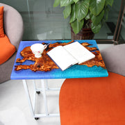 Load image into Gallery viewer, Jeezi Handmade Multipurpose C Table/ End Table, Mobile Sofa Side End Table, Solid Wood Living Room End Table, Resin Art Wall Decor 06