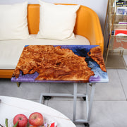 Load image into Gallery viewer, Jeezi Handmade Multipurpose C Table/ End Table, Mobile Sofa Side End Table, Solid Wood Living Room End Table, Resin Art Wall Decor 27