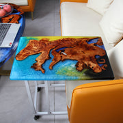 Load image into Gallery viewer, Jeezi Handmade Multipurpose C Table/ End Table, Mobile Sofa Side End Table, Solid Wood Living Room End Table, Resin Art Wall Decor 24