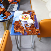 Load image into Gallery viewer, Jeezi Handmade Multipurpose C Table/ End Table, Mobile Sofa Side End Table, Solid Wood Living Room End Table, Resin Art Wall Decor 28