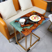 Load image into Gallery viewer, Jeezi Handmade Multipurpose C Table/ End Table, Mobile Sofa Side End Table, Solid Wood Living Room End Table, Resin Art Wall Decor 14