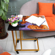 Load image into Gallery viewer, Jeezi Handmade Multipurpose C Table/ End Table, Mobile Sofa Side End Table, Solid Wood Living Room End Table, Resin Art Wall Decor 15