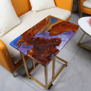 Load image into Gallery viewer, Jeezi Handmade Multipurpose C Table/ End Table, Mobile Sofa Side End Table, Solid Wood Living Room End Table, Resin Art Wall Decor 26