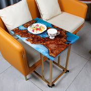 Load image into Gallery viewer, Jeezi Handmade Multipurpose C Table/ End Table, Mobile Sofa Side End Table, Solid Wood Living Room End Table, Resin Art Wall Decor 19