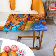 Load image into Gallery viewer, Jeezi Handmade Multipurpose C Table/ End Table, Mobile Sofa Side End Table, Solid Wood Living Room End Table, Resin Art Wall Decor 03