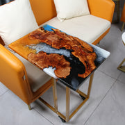 Load image into Gallery viewer, Jeezi Handmade Multipurpose C Table/ End Table, Mobile Sofa Side End Table, Solid Wood Living Room End Table, Resin Art Wall Decor 12