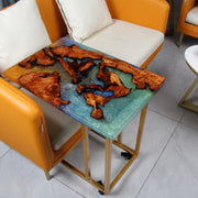 Load image into Gallery viewer, Jeezi Handmade Multipurpose C Table/ End Table, Mobile Sofa Side End Table, Solid Wood Living Room End Table, Resin Art Wall Decor 14