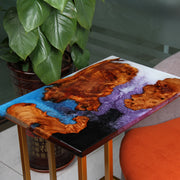 Load image into Gallery viewer, Jeezi Handmade Multipurpose C Table/ End Table, Mobile Sofa Side End Table, Solid Wood Living Room End Table, Resin Art Wall Decor 15