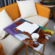 Load image into Gallery viewer, Jeezi Handmade Multipurpose C Table/ End Table, Mobile Sofa Side End Table, Solid Wood Living Room End Table, Resin Art Wall Decor 22