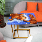 Load image into Gallery viewer, Jeezi Handmade Multipurpose C Table/ End Table, Mobile Sofa Side End Table, Solid Wood Living Room End Table, Resin Art Wall Decor 16