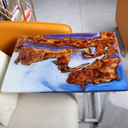 Load image into Gallery viewer, Jeezi Handmade Multipurpose C Table/ End Table, Mobile Sofa Side End Table, Solid Wood Living Room End Table, Resin Art Wall Decor 28