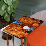 Load image into Gallery viewer, Jeezi Handmade Multipurpose C Table/ End Table, Mobile Sofa Side End Table, Solid Wood Living Room End Table, Resin Art Wall Decor 09