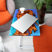 Load image into Gallery viewer, Jeezi Handmade Multipurpose C Table/ End Table, Mobile Sofa Side End Table, Solid Wood Living Room End Table, Resin Art Wall Decor 06