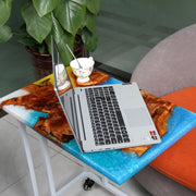 Load image into Gallery viewer, Jeezi Handmade Multipurpose C Table/ End Table, Mobile Sofa Side End Table, Solid Wood Living Room End Table, Resin Art Wall Decor 05