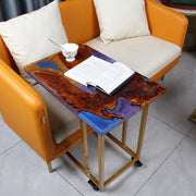 Load image into Gallery viewer, Jeezi Handmade Multipurpose C Table/ End Table, Mobile Sofa Side End Table, Solid Wood Living Room End Table, Resin Art Wall Decor 26