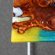 Load image into Gallery viewer, Jeezi Handmade Multipurpose C Table/ End Table, Mobile Sofa Side End Table, Solid Wood Living Room End Table, Resin Art Wall Decor 22