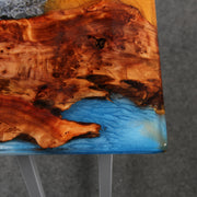 Load image into Gallery viewer, Jeezi Handmade Multipurpose C Table/ End Table, Mobile Sofa Side End Table, Solid Wood Living Room End Table, Resin Art Wall Decor 12