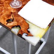 Load image into Gallery viewer, Jeezi Handmade Multipurpose C Table/ End Table, Mobile Sofa Side End Table, Solid Wood Living Room End Table, Resin Art Wall Decor 18