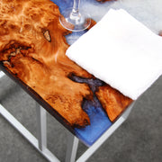 Load image into Gallery viewer, Jeezi Handmade Multipurpose C Table/ End Table, Mobile Sofa Side End Table, Solid Wood Living Room End Table, Resin Art Wall Decor 04