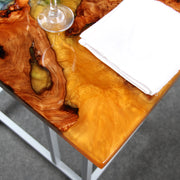 Load image into Gallery viewer, Jeezi Handmade Multipurpose C Table/ End Table, Mobile Sofa Side End Table, Solid Wood Living Room End Table, Resin Art Wall Decor 11