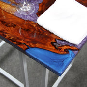 Load image into Gallery viewer, Jeezi Handmade Multipurpose C Table/ End Table, Mobile Sofa Side End Table, Solid Wood Living Room End Table, Resin Art Wall Decor 26