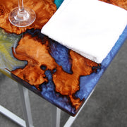 Load image into Gallery viewer, Jeezi Handmade Multipurpose C Table/ End Table, Mobile Sofa Side End Table, Solid Wood Living Room End Table, Resin Art Wall Decor 25