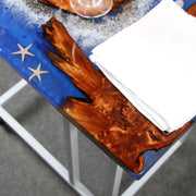 Load image into Gallery viewer, Jeezi Handmade Multipurpose C Table/ End Table, Mobile Sofa Side End Table, Solid Wood Living Room End Table, Resin Art Wall Decor 16