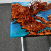 Load image into Gallery viewer, Jeezi Handmade Multipurpose C Table/ End Table, Mobile Sofa Side End Table, Solid Wood Living Room End Table, Resin Art Wall Decor 19