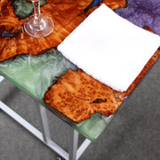 Load image into Gallery viewer, Jeezi Handmade Multipurpose C Table/ End Table, Mobile Sofa Side End Table, Solid Wood Living Room End Table, Resin Art Wall Decor 08