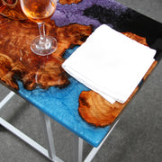 Load image into Gallery viewer, Jeezi Handmade Multipurpose C Table/ End Table, Mobile Sofa Side End Table, Solid Wood Living Room End Table, Resin Art Wall Decor 15