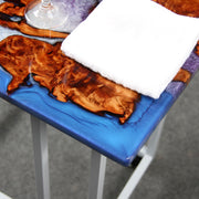 Load image into Gallery viewer, Jeezi Handmade Multipurpose C Table/ End Table, Mobile Sofa Side End Table, Solid Wood Living Room End Table, Resin Art Wall Decor 28