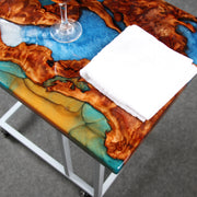 Load image into Gallery viewer, Jeezi Handmade Multipurpose C Table/ End Table, Mobile Sofa Side End Table, Solid Wood Living Room End Table, Resin Art Wall Decor 17