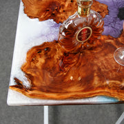 Load image into Gallery viewer, Jeezi Handmade Multipurpose C Table/ End Table, Mobile Sofa Side End Table, Solid Wood Living Room End Table, Resin Art Wall Decor 15