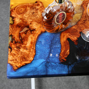 Load image into Gallery viewer, Jeezi Handmade Multipurpose C Table/ End Table, Mobile Sofa Side End Table, Solid Wood Living Room End Table, Resin Art Wall Decor 23