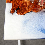 Load image into Gallery viewer, Jeezi Handmade Multipurpose C Table/ End Table, Mobile Sofa Side End Table, Solid Wood Living Room End Table, Resin Art Wall Decor 28