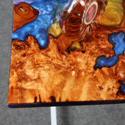 Load image into Gallery viewer, Jeezi Handmade Multipurpose C Table/ End Table, Mobile Sofa Side End Table, Solid Wood Living Room End Table, Resin Art Wall Decor 03