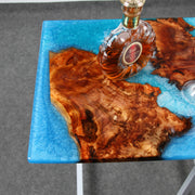 Load image into Gallery viewer, Jeezi Handmade Multipurpose C Table/ End Table, Mobile Sofa Side End Table, Solid Wood Living Room End Table, Resin Art Wall Decor 05