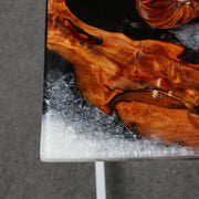 Load image into Gallery viewer, Jeezi Handmade Multipurpose C Table/ End Table, Mobile Sofa Side End Table, Solid Wood Living Room End Table, Resin Art Wall Decor 12