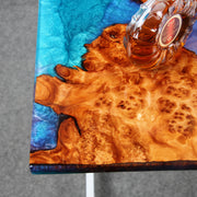 Load image into Gallery viewer, Jeezi Handmade Multipurpose C Table/ End Table, Mobile Sofa Side End Table, Solid Wood Living Room End Table, Resin Art Wall Decor 04