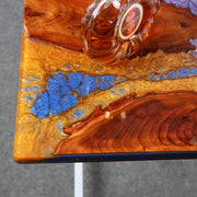 Load image into Gallery viewer, Jeezi Handmade Multipurpose C Table/ End Table, Mobile Sofa Side End Table, Solid Wood Living Room End Table, Resin Art Wall Decor 26